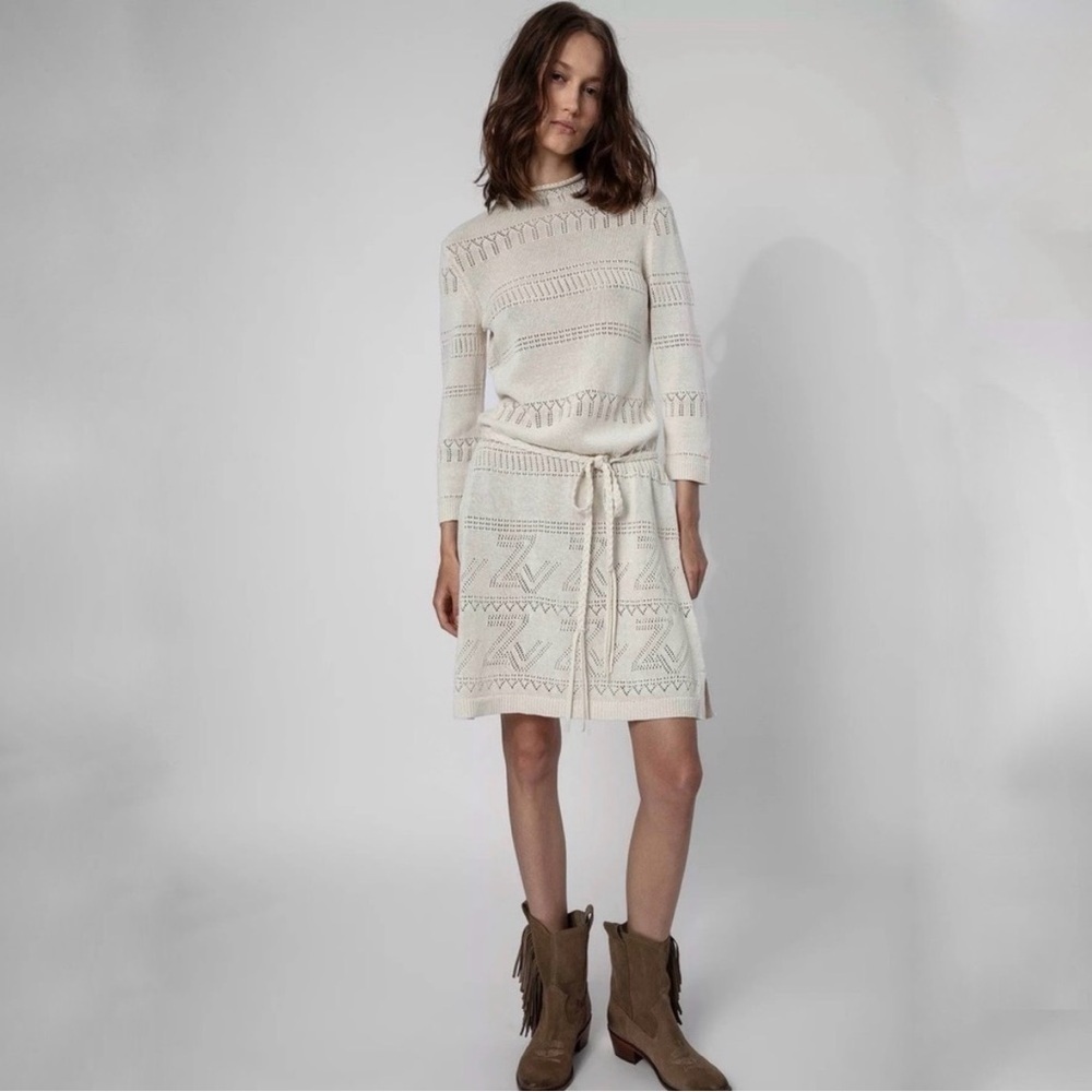 BNWT Zadig & Voltaire Cecily ZV Monogrammed Knit Dress Size Xs